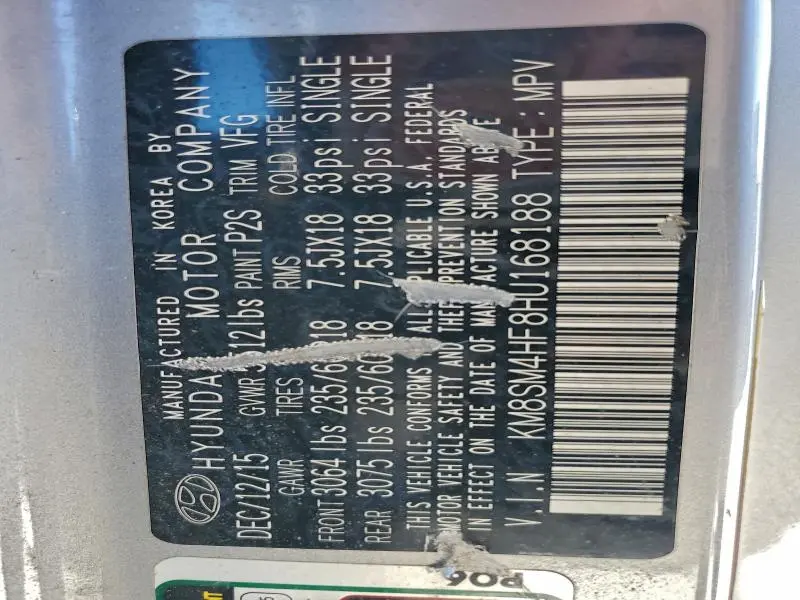 2017 HYUNDAI SANTA FE SE  