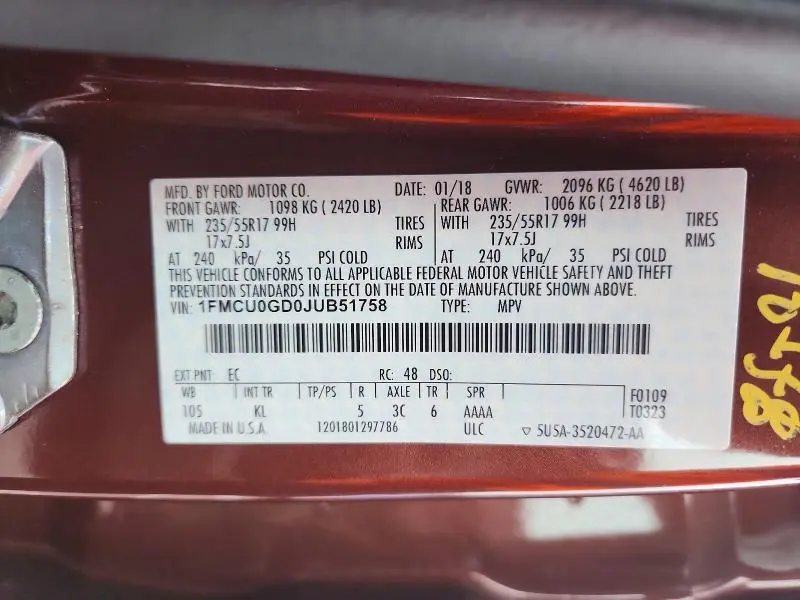 2018 FORD ESCAPE SE  