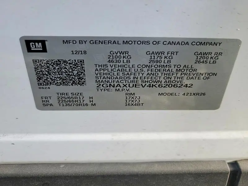 2019 CHEVROLET EQUINOX LT  