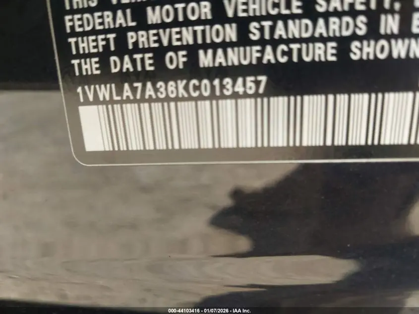 2019 VOLKSWAGEN PASSAT 2.0T WOLFSBURG EDITION