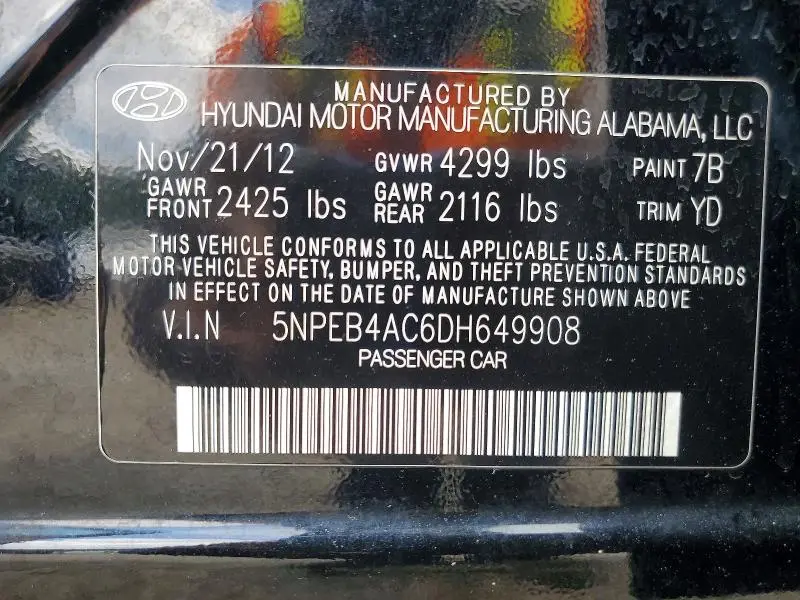 2013 HYUNDAI SONATA GLS  