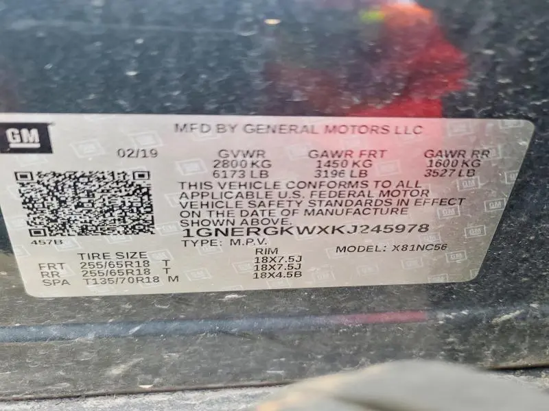 2019 CHEVROLET TRAVERSE LT  