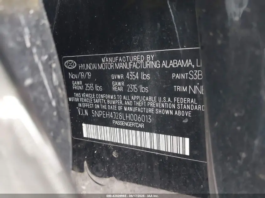 2020 HYUNDAI SONATA LIMITED
