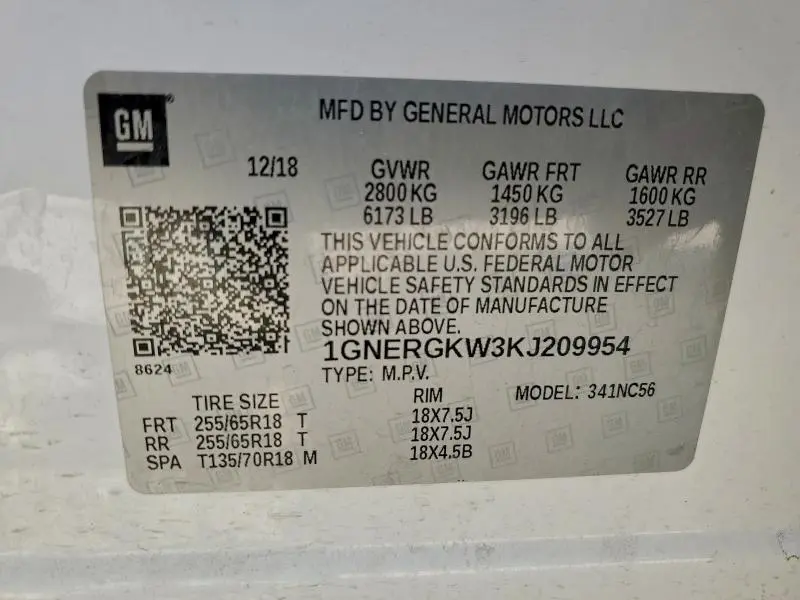 2019 CHEVROLET TRAVERSE LT  