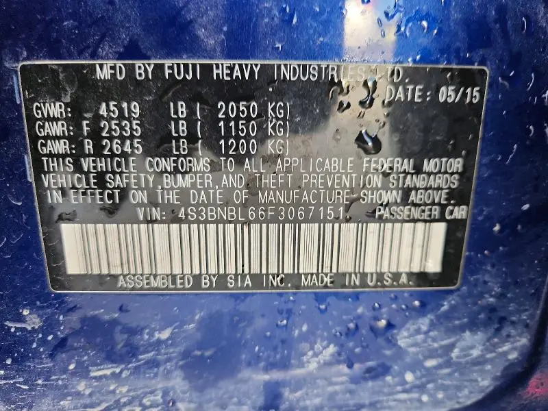 2015 SUBARU LEGACY 2.5I LIMITED  
