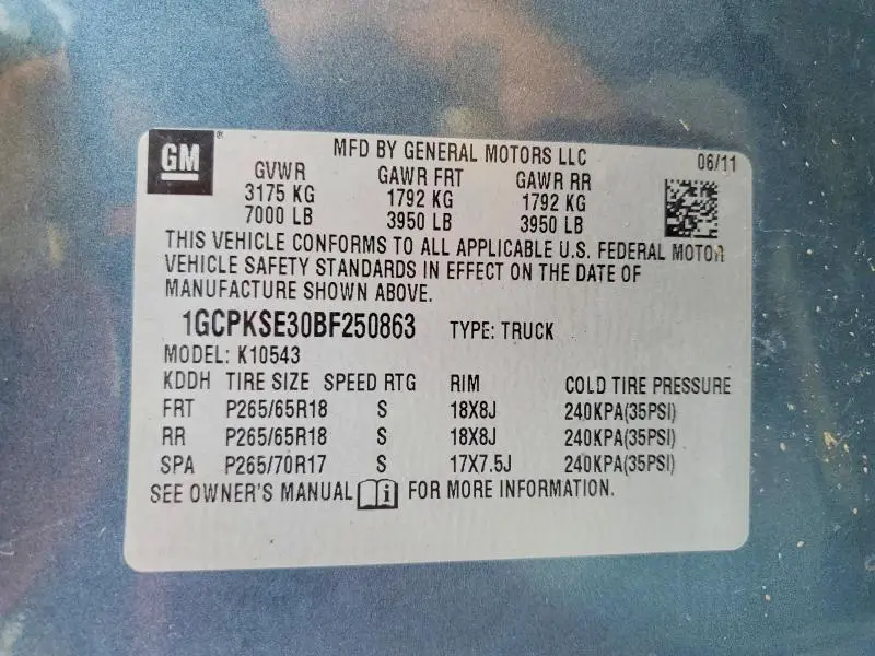 2011 CHEVROLET SILVERADO K1500 LT  