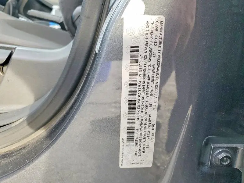 2012 VOLKSWAGEN JETTA BASE  