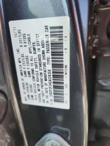 2012 HONDA ACCORD LX  