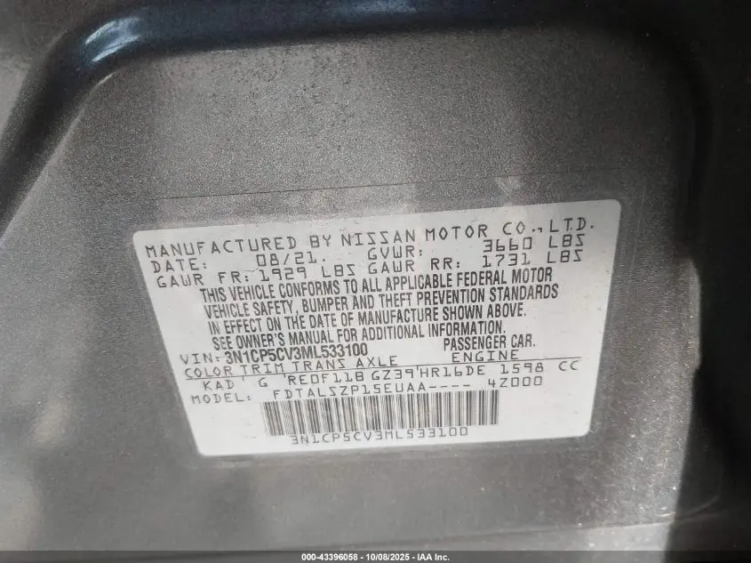 2021 NISSAN KICKS SV XTRONIC CVT