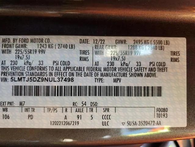 2022 LINCOLN CORSAIR GRAND TOURING  