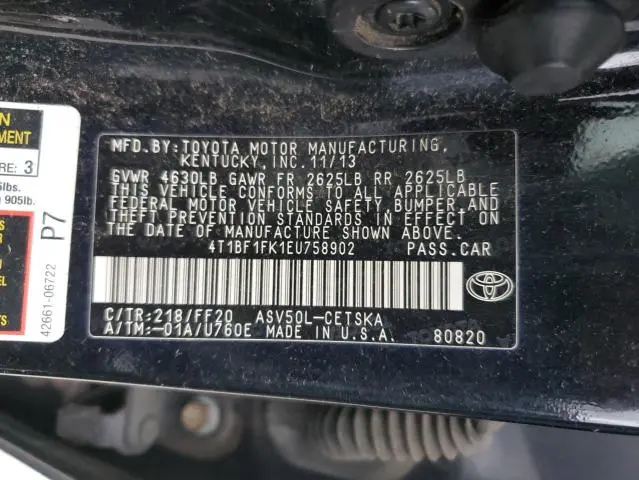 2014 TOYOTA CAMRY L  