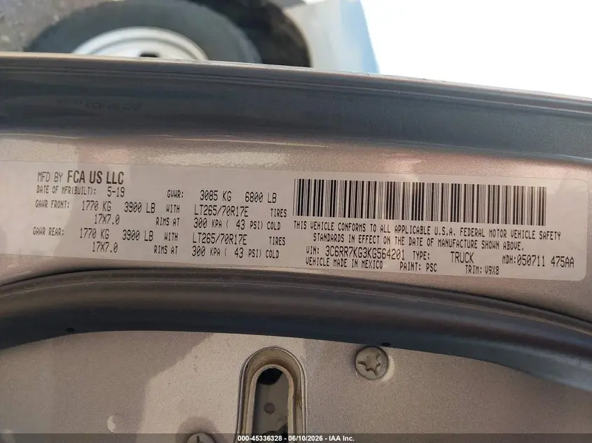 2019 RAM 1500 CLASSIC TRADESMAN  4X4 5'7 BOX