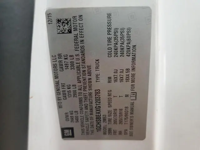 2016 CHEVROLET COLORADO   