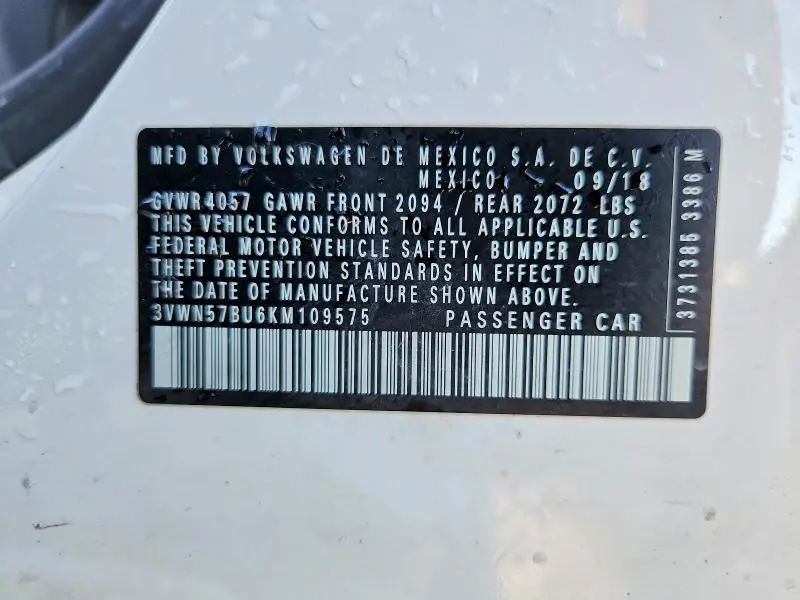 2019 VOLKSWAGEN JETTA S  