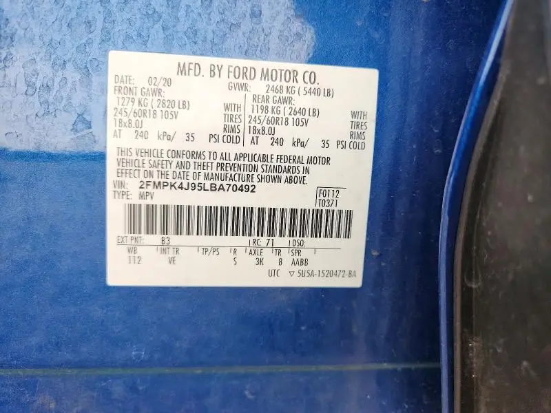 2020 FORD EDGE SEL  