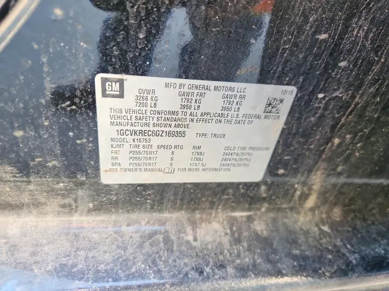 2016 CHEVROLET SILVERADO K1500 LT  