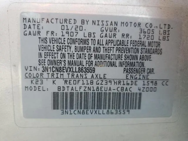 2020 NISSAN VERSA SV  