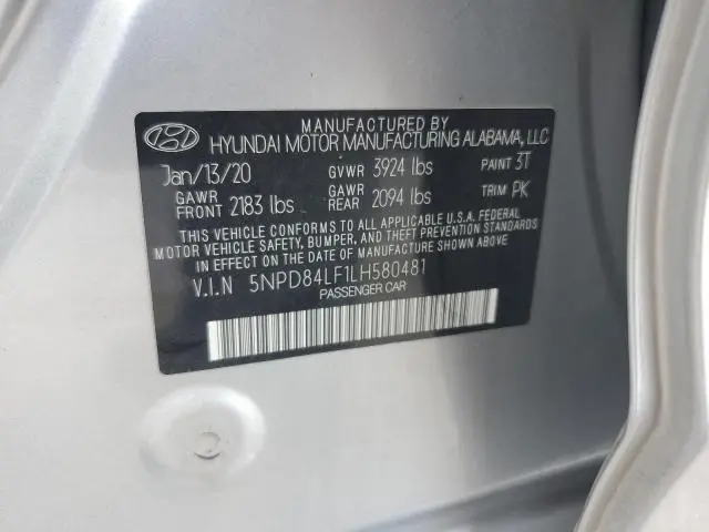 2020 HYUNDAI ELANTRA SEL  