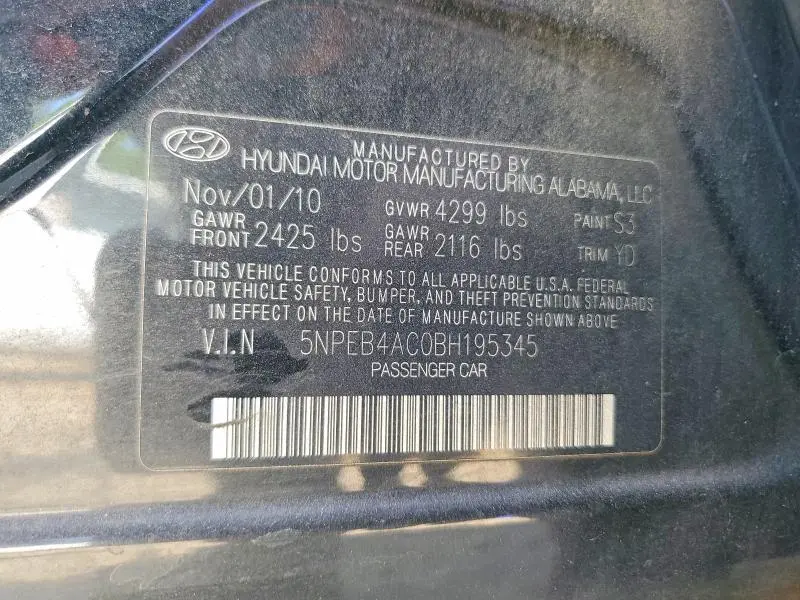 2011 HYUNDAI SONATA GLS  