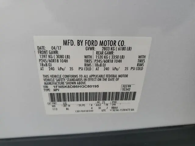 2017 FORD EXPLORER XLT  