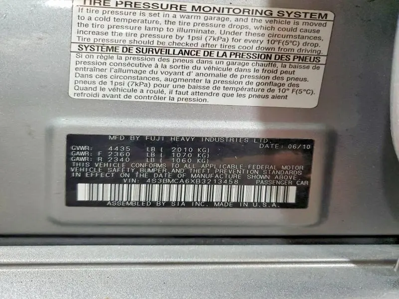 2011 SUBARU LEGACY 2.5I  