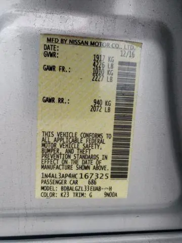 2017 NISSAN ALTIMA 2.5  