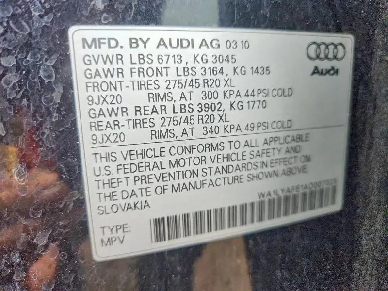 2010 AUDI Q7 PREMIUM PLUS  