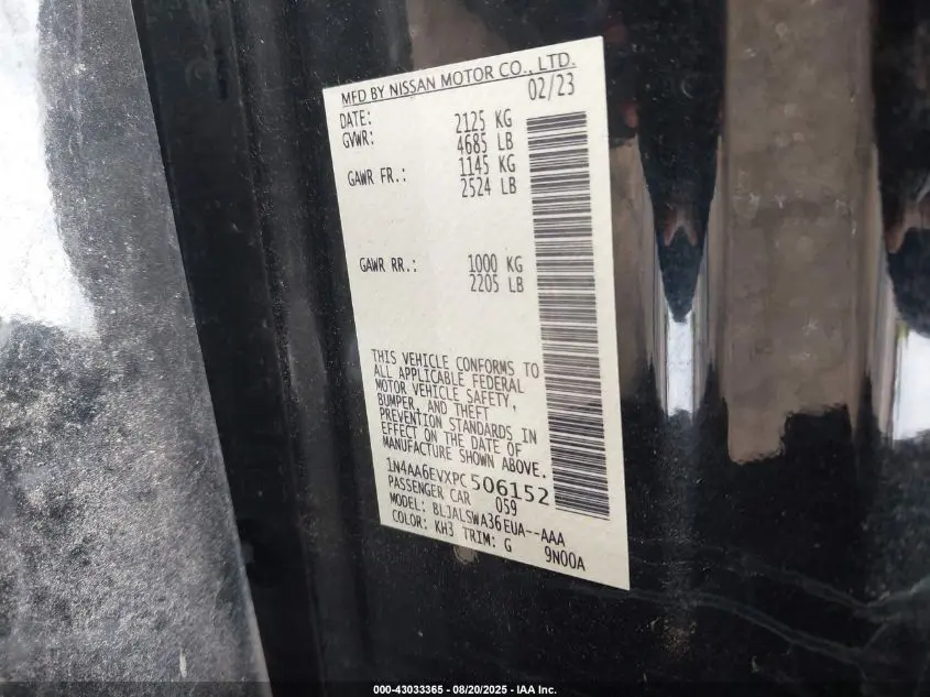 2023 NISSAN MAXIMA SR XTRONIC CVT