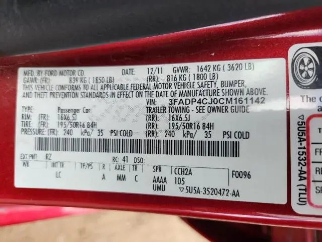 2012 FORD FIESTA SEL  