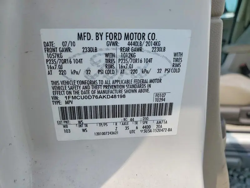 2010 FORD ESCAPE XLT  