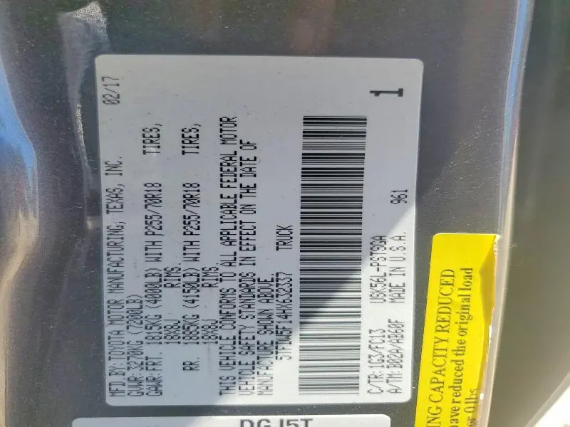 2017 TOYOTA TUNDRA SR5  