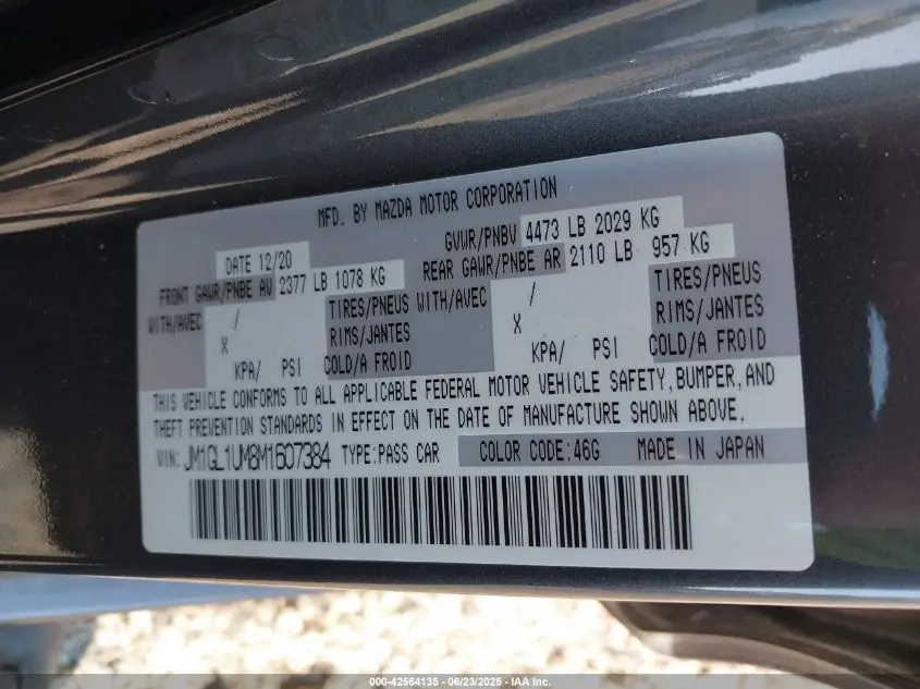 2021 MAZDA MAZDA6 SPORT