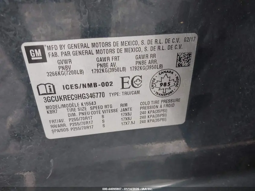 2017 CHEVROLET SILVERADO 1500 1LT