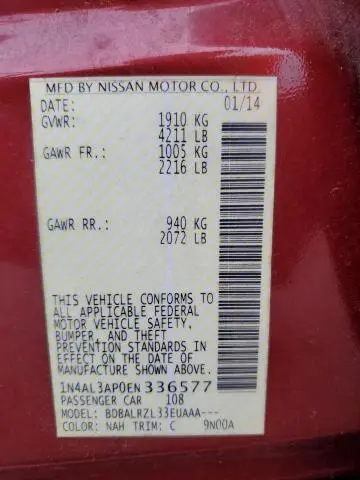 2014 NISSAN ALTIMA 2.5  