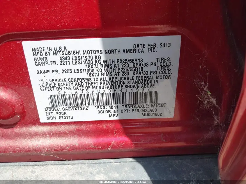 2013 MITSUBISHI OUTLANDER SPORT ES