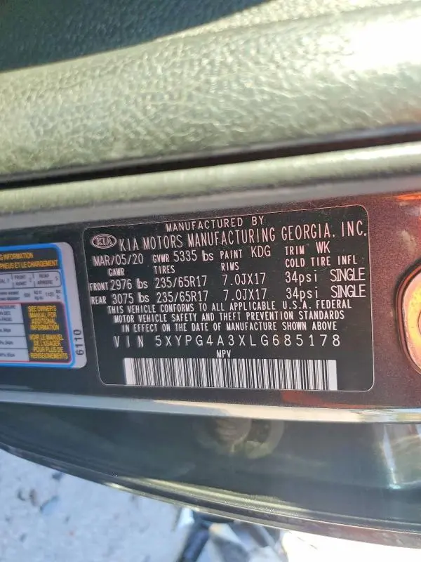 2020 KIA SORENTO LX  