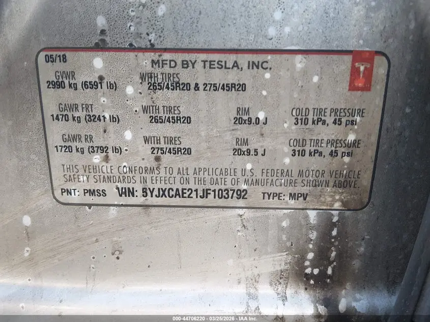 2018 TESLA MODEL X  