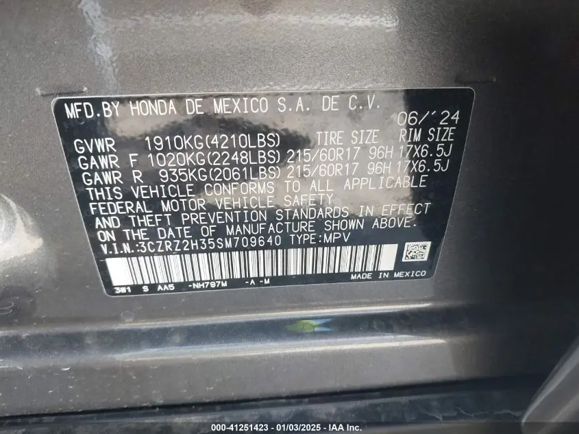 2025 HONDA HR-V AWD LX