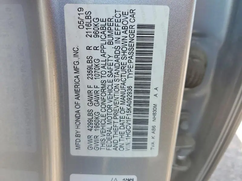 2019 HONDA ACCORD LX  