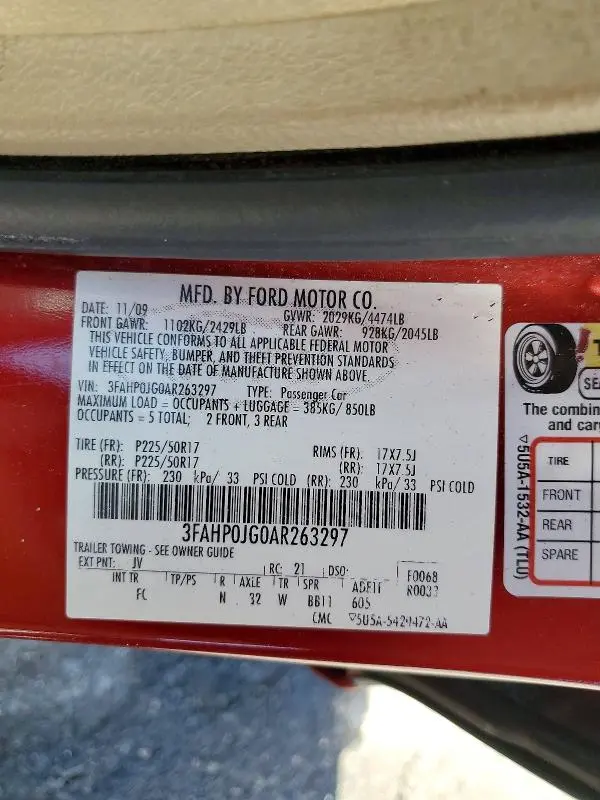 2010 FORD FUSION SEL  