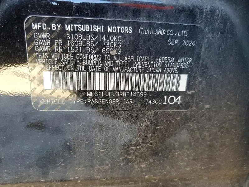 2024 MITSUBISHI MIRAGE   