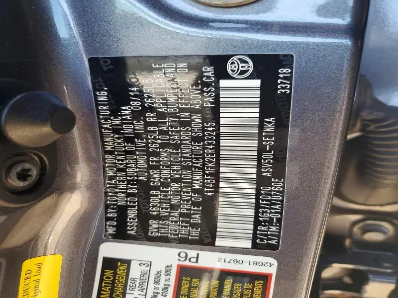 2014 TOYOTA CAMRY LE  