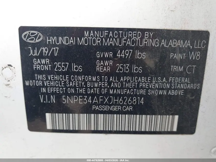 2018 HYUNDAI SONATA SEL