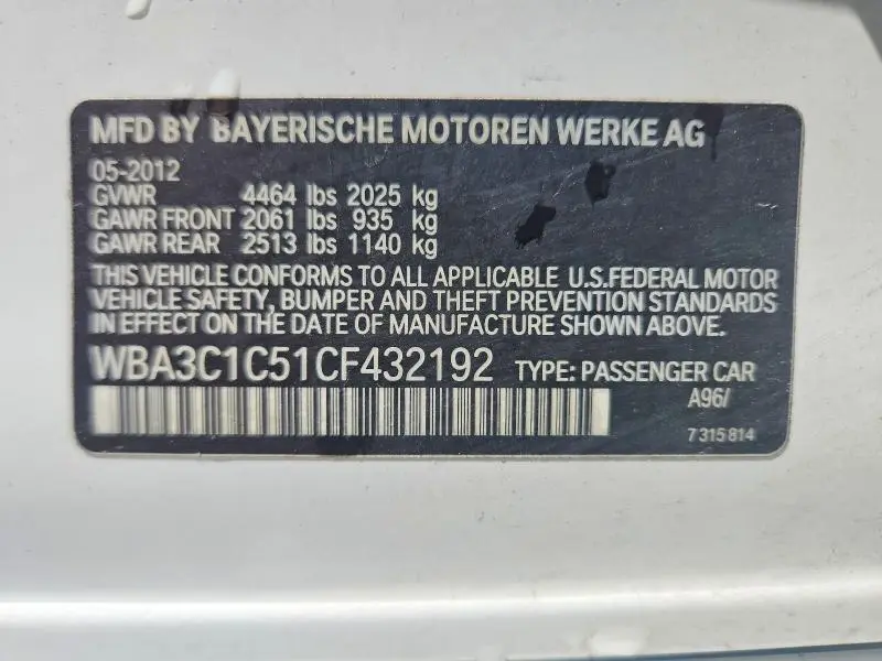 2012 BMW 328 I SULEV  