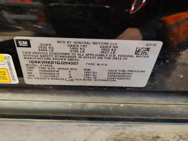 2016 CHEVROLET TRAVERSE LT  