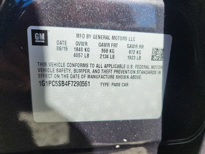 2015 CHEVROLET CRUZE LT  