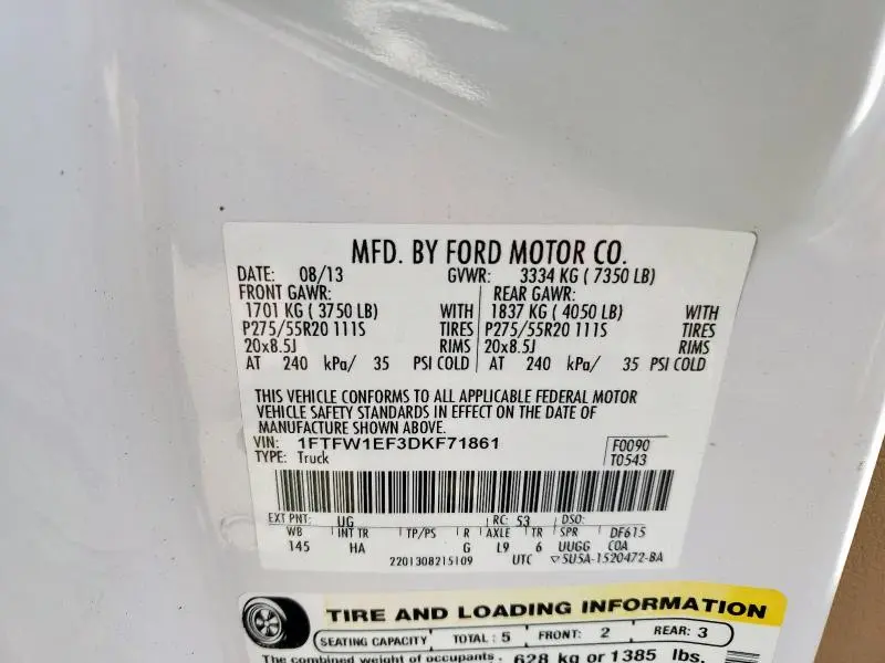 2013 FORD F150 SUPERCREW  