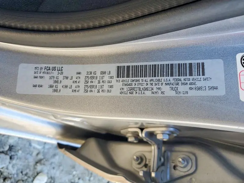 2020 RAM 1500 LARAMIE  