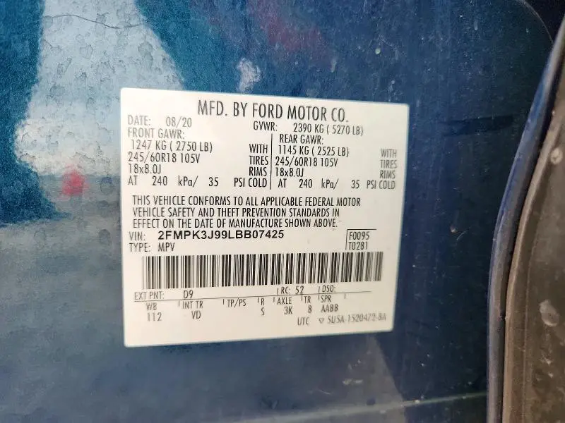 2020 FORD EDGE SEL  
