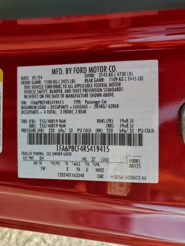 2024 FORD MUSTANG GT  